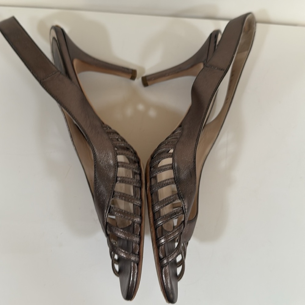 Christian Dior Bronze Stiletto Heels Sandals sling back size 41 made in Italy - Picture 16 of 16